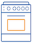 Stove Icon Orange and blue icon of a stove