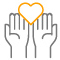 Giving Icon Icon showing two hands holding a heart shape