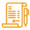 yellow icon of legal document ready to sign with pen