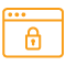 yellow icon of webpage with lock to show identity theft