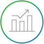 Icon of a bar graph with trend line