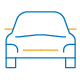 Blue and orange icon of a car