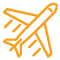 yellow icon of plane flying for travel protection