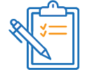 Icon of a clipboard and pencil