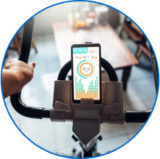Round image of Cell Phone on Stationary Bike