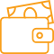 Icono de una cartera con un billete