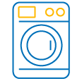 Icono de Lavadora Icon azul y naranja de una maquina de lavar ropa