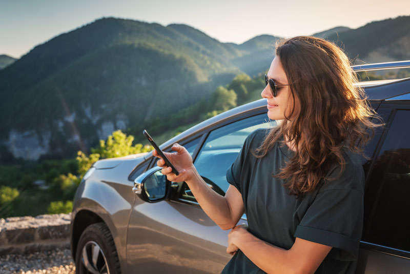 a woman using a phone